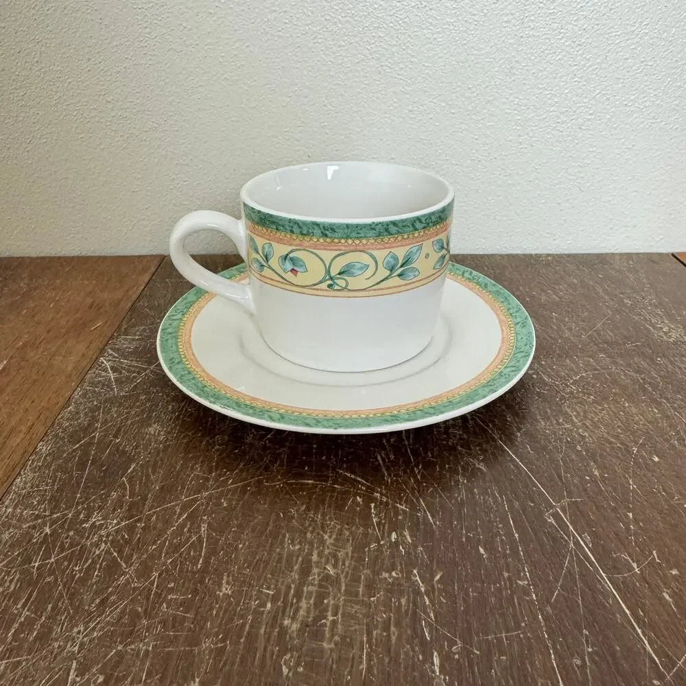 Pfaltzgraff French Quarter Pattern Stoneware Tea Coffee Cup and‎ Saucer Plate